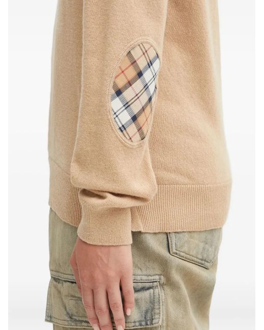 Barbour Natural Roll-neck Plaid-patch Sweater