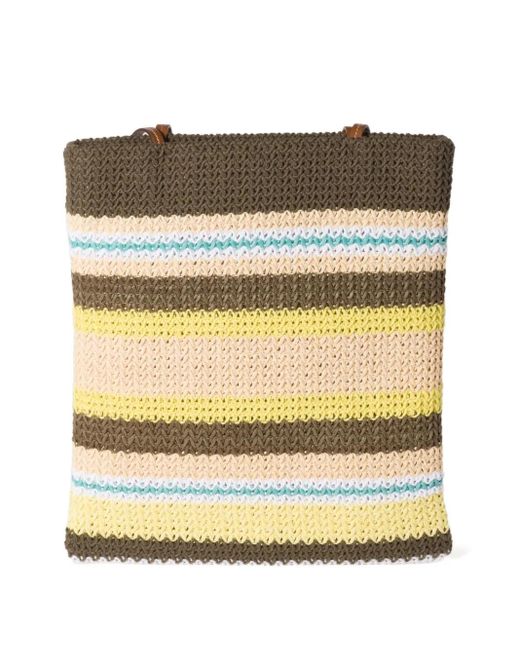 Sac Cabas En Crochet À Rayures Miu Miu en coloris Metallic