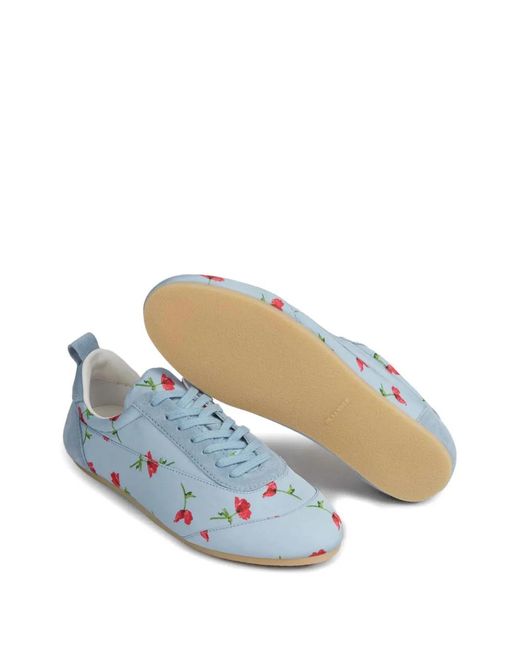 Jil Sander Blue Floral-Print Lace-Up Sneakers