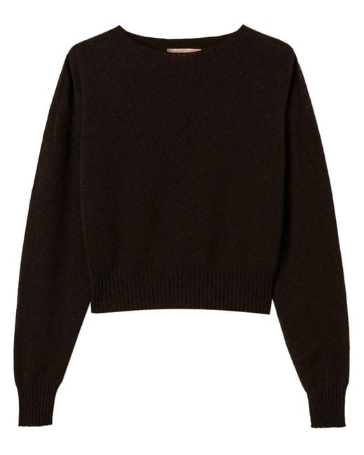 Twinset Black Crew-Neck Cashmere Sweater