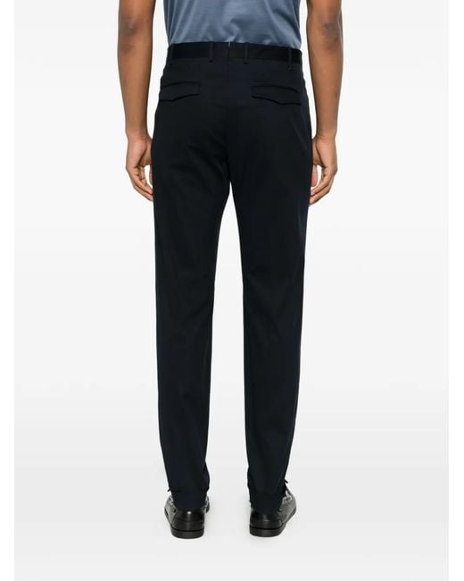 PT Torino Black Pleated-Front Tailored Trousers for men