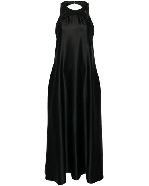 Robe mi-longue en soie à dos ouvert Giorgio Armani en coloris Black