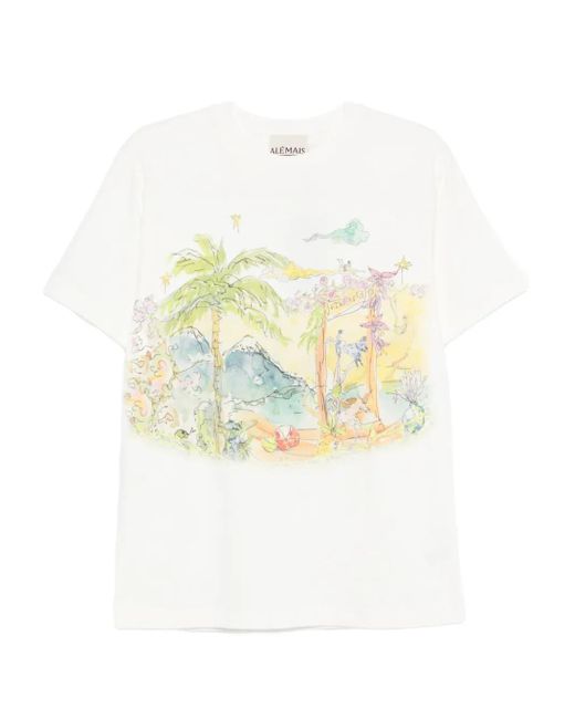 ALÉMAIS White T-Shirt mit grafischem Print