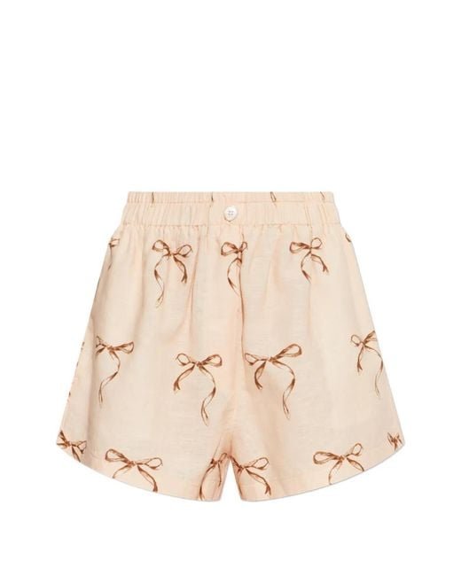 Forte_forte Natural Bow-Print Shorts
