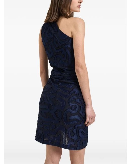 Isabel Marant Blue Liliana One-Shoulder Fil Coupé Dress