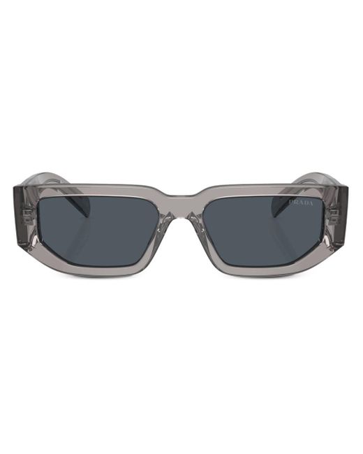 Prada Gray Triangle-logo Rectangle-frame Sunglasses for men