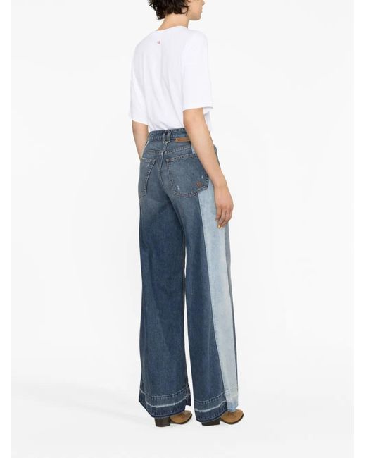 Stella McCartney Blue Double-Tone Wide-Leg Jeans