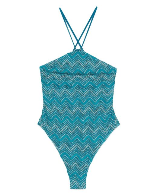 Missoni Blue Badeanzug Mit Zickzackmuster