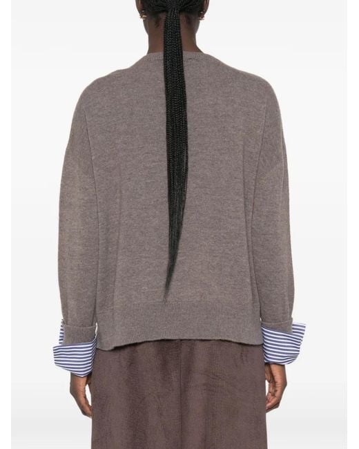Whyci Gray Crew-Neck Long-Sleeve Top