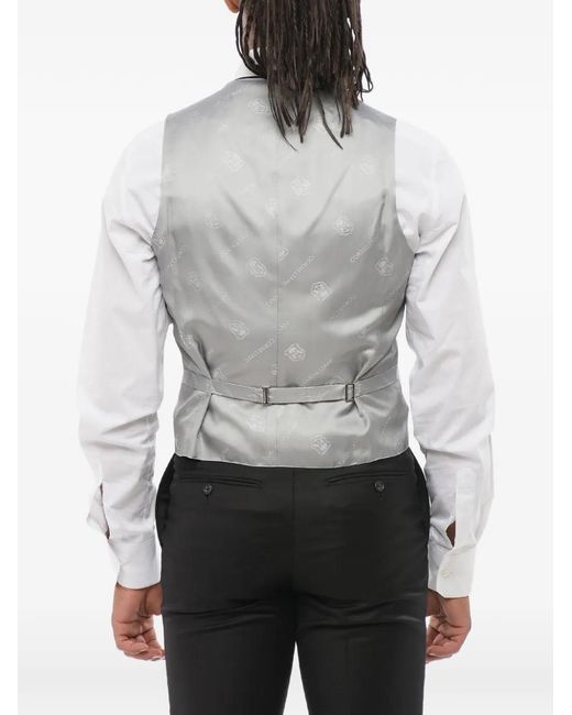 Corneliani White Button-Up Wool Waistcoat for men