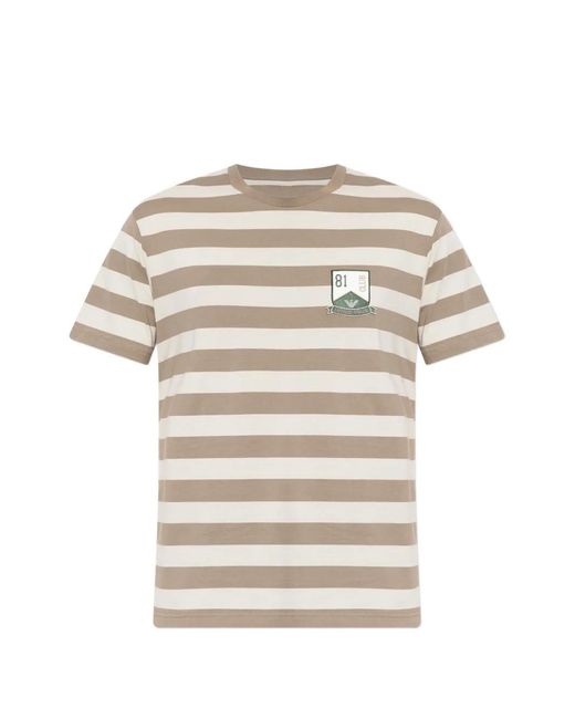 Emporio Armani White T-Shirt Rayé À Patch Logo for men