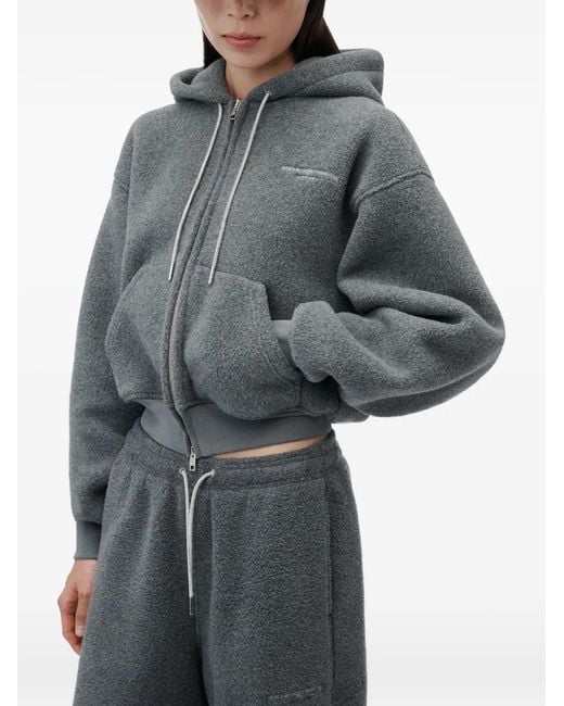 Alexander Wang Gray Mid-Rise Track Pant W/ Rhinestone Drawcord