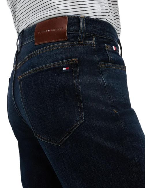 Tommy Hilfiger Blue Logo-Patch Straight-Leg Jeans for men