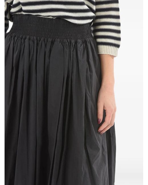 Woolrich Black Pleated Elasticated-Waist Midi Skirt