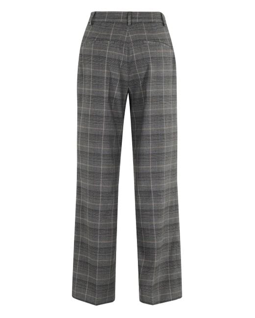 Seventy Gray Pleated Checked Trousers