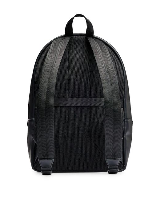 Boss Blue Stripe-detail Faux-leather Backpack for men