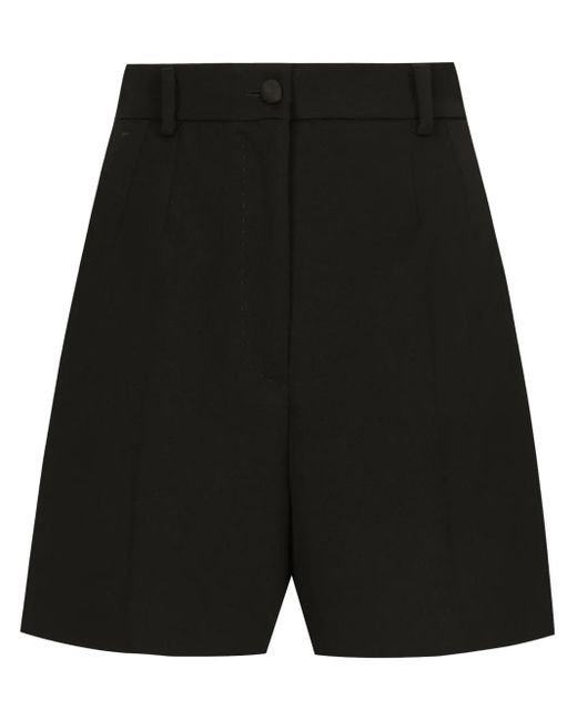 Dolce & Gabbana Black Italian Wool-Silk Tailored Bermuda Shorts