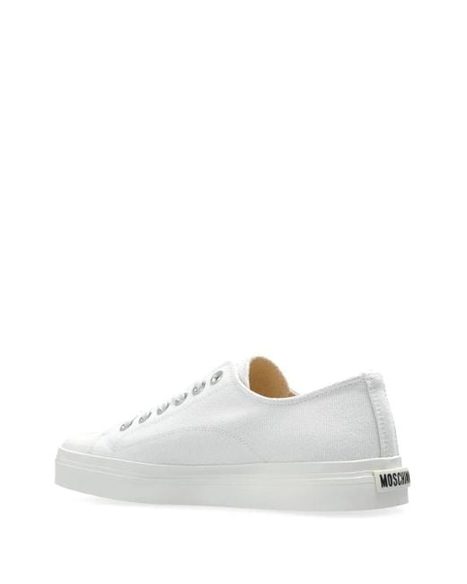 Moschino White Square-Toe Sneakers