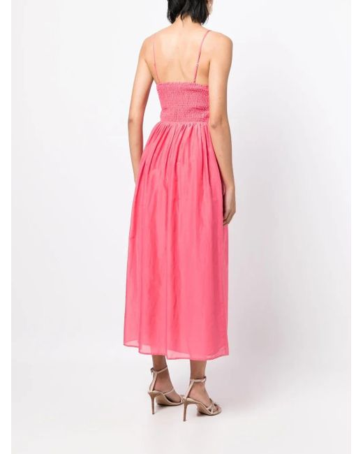 Bird & Knoll Pink Bayou Silk Midi Dress