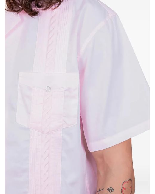 Drole de Monsieur White Braided-Panel Short-Sleeve Shirt for men