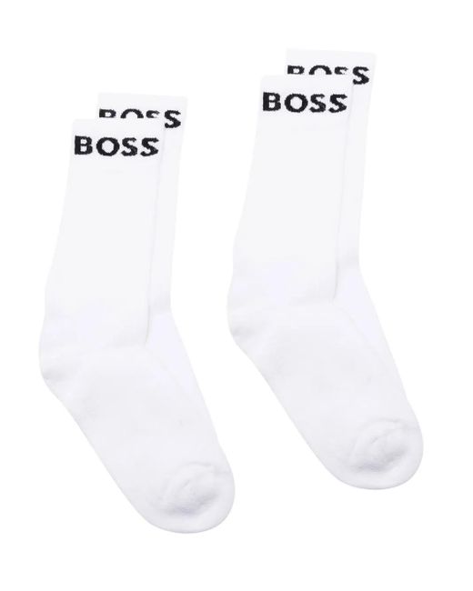 Boss White Logo-Print Detail Sock Pack for men