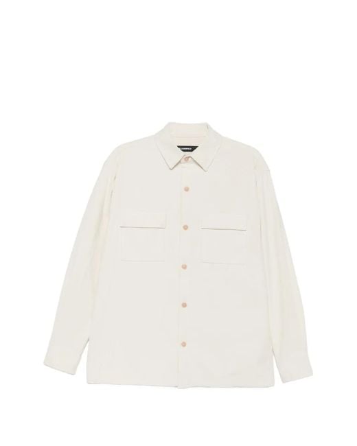 Karl Lagerfeld White Corduroy-Effect Flap-Pocket Overshirt for men