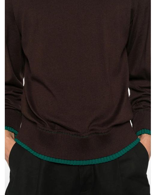 Sacai Black Contrast-Trim Crew-Neck Sweater for men