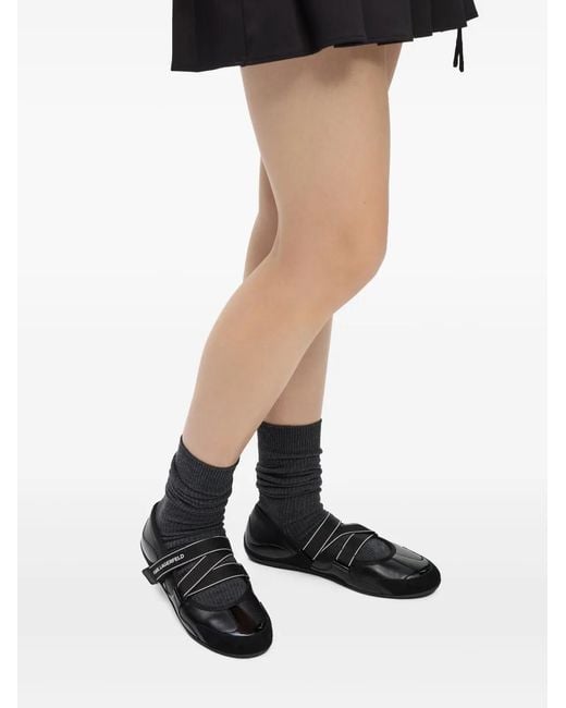 Karl Lagerfeld Black Altia Kross Strap Flats