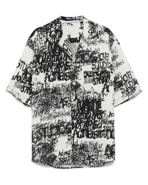 Acne Gray Printed Button-Up Shirt for men