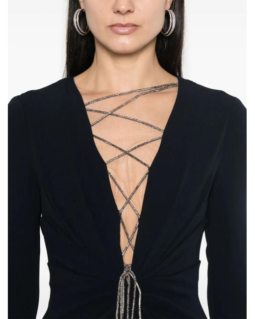 Talbot Runhof Blue V-Neck Gown