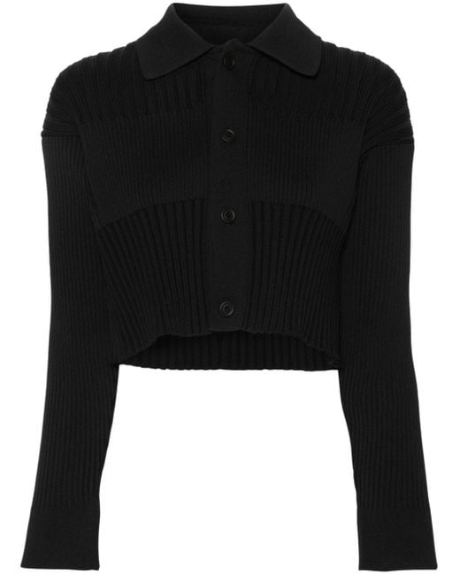 CFCL Black Fluted Cropped-Cardigan