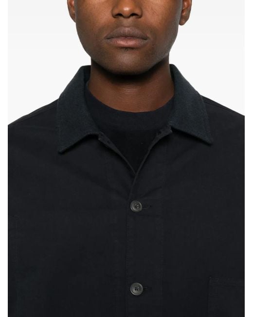 C P Company Blue Buttoned Patch-Pocket Jacket for men
