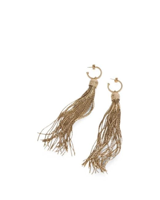 Balmain White Brass Tassel Earrings