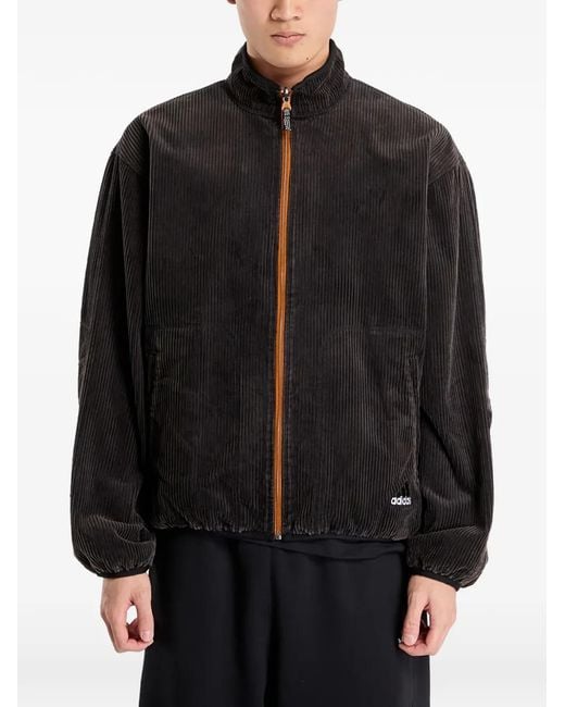 Adidas Black Corduroy Zip-Up Jacket for men