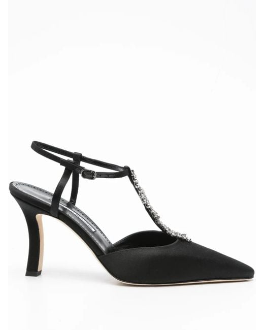 Manolo Blahnik Black 90Mm Sufik Heeled Sandals