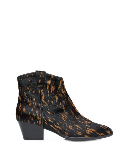 Ash Black Leopard-Print Ankle Boots