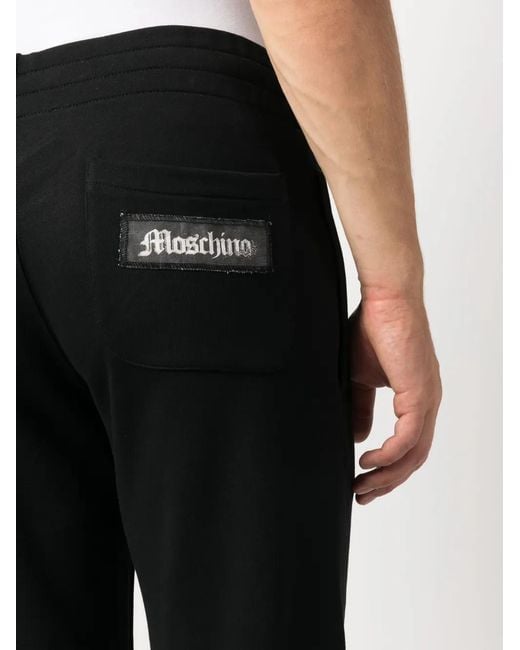 Moschino Black Logo-Patch Elasticated Track Pants for men