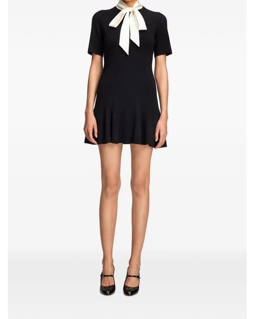 Cinq À Sept Black Janis Pussy-Bow Mini Dress