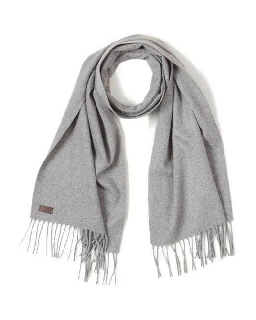 Canali Gray Fringed Cashmere Scarf for men