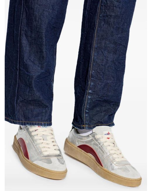 DSquared² Brown Metallic-Effect Leather Sneakers for men