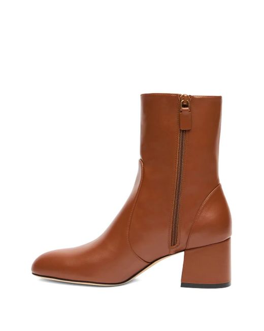 Stuart Weitzman Brown Zip Block Heel Essentialist Zip 60 Ankle Boots