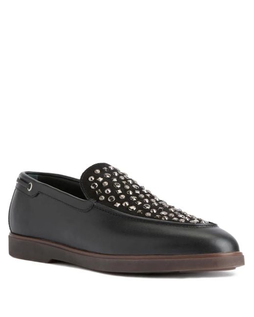 Giuseppe Zanotti Black Studded Leather Loafers for men