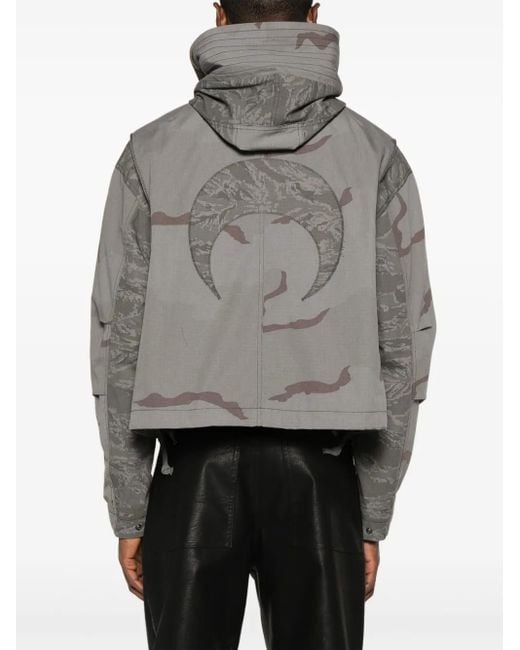 MARINE SERRE Gray Camouflage-Print Hooded Jacket