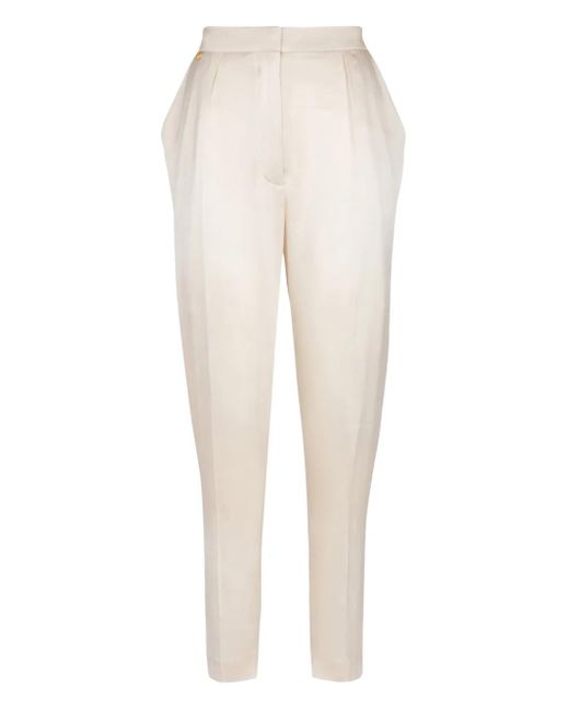 Pantalon En Soie À Taille Haute Balmain en coloris White