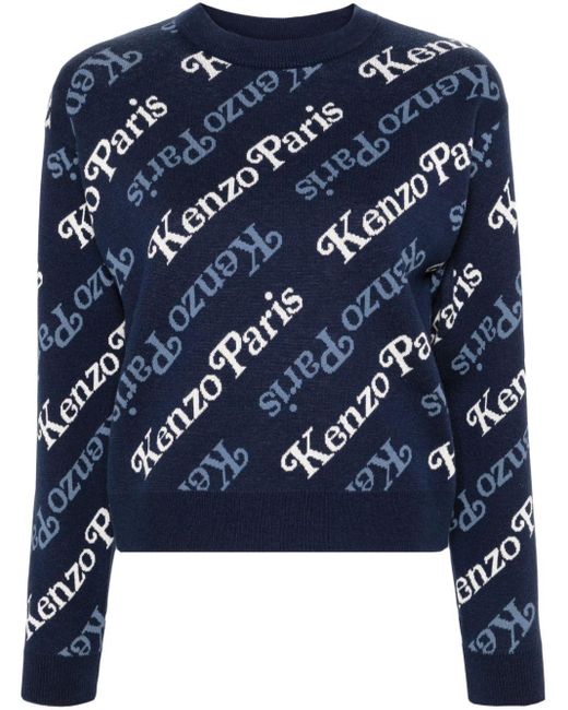KENZO Blue Verdy Pullover mit Intarsien-Logo