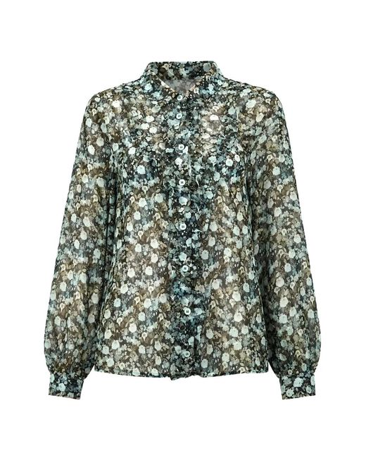 iBlues Green Floral-Print Ruffled Blouse