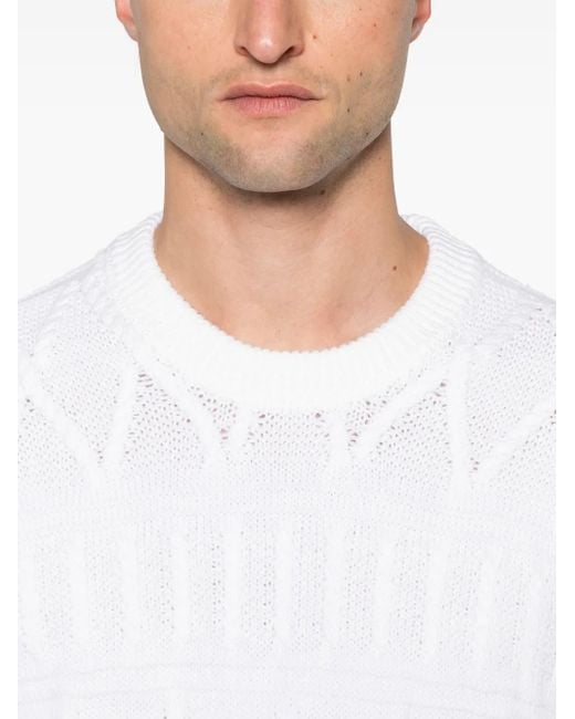 Zegna White Cable-Knit Sweater for men