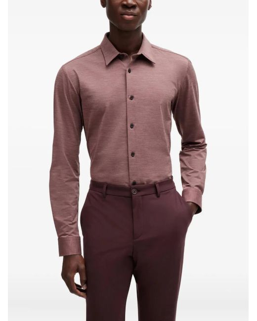 Boss Purple Long-Sleeve Button-Down Shirt for men