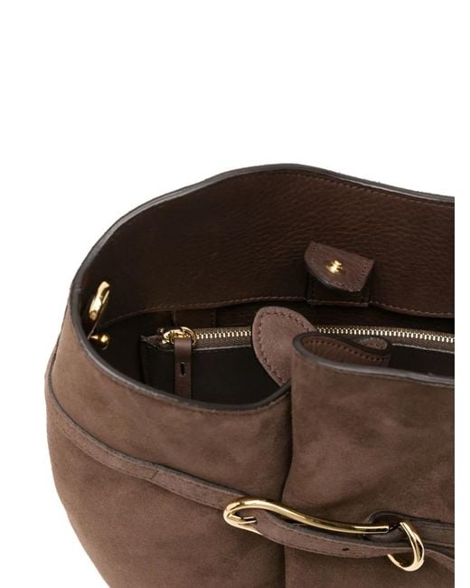 Liffner Brown Suede Bucket Bag
