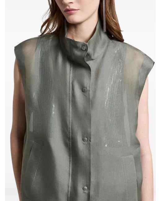 Peserico Gray High-Neck Gazar Vest